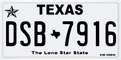 TX license plate DSB7916