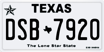 TX license plate DSB7920