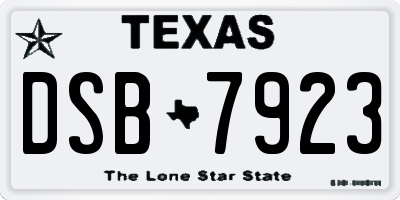 TX license plate DSB7923