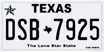 TX license plate DSB7925