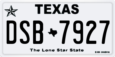 TX license plate DSB7927