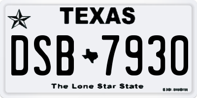 TX license plate DSB7930