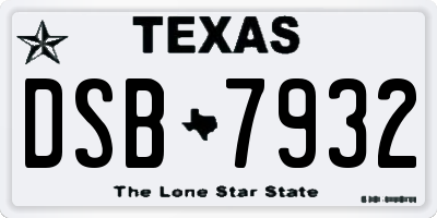 TX license plate DSB7932