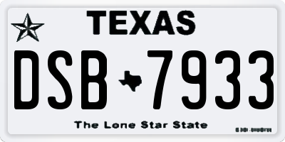 TX license plate DSB7933