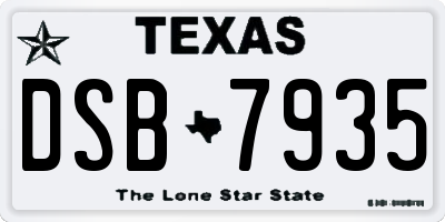 TX license plate DSB7935