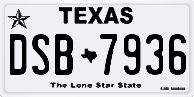 TX license plate DSB7936
