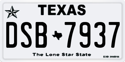 TX license plate DSB7937