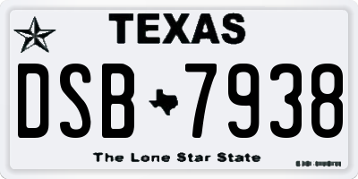 TX license plate DSB7938