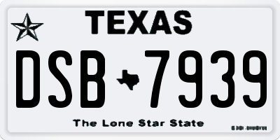 TX license plate DSB7939