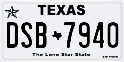 TX license plate DSB7940