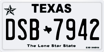 TX license plate DSB7942