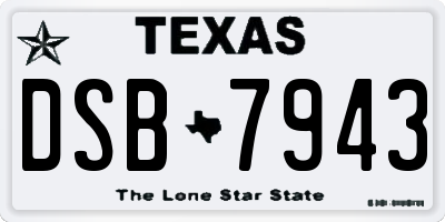 TX license plate DSB7943