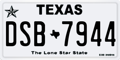 TX license plate DSB7944