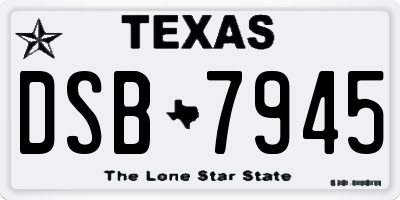 TX license plate DSB7945