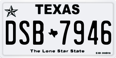 TX license plate DSB7946