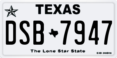 TX license plate DSB7947