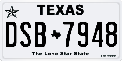 TX license plate DSB7948
