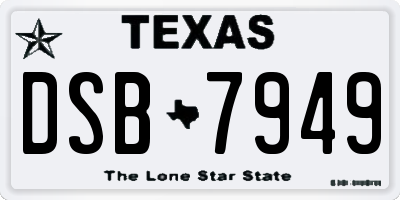 TX license plate DSB7949