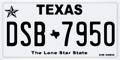 TX license plate DSB7950
