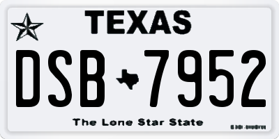 TX license plate DSB7952