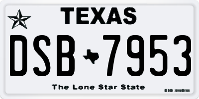TX license plate DSB7953