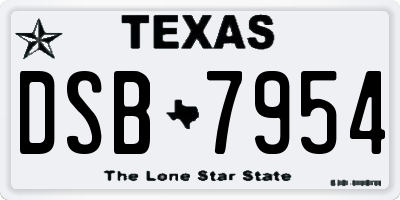 TX license plate DSB7954