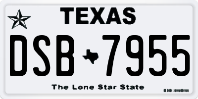 TX license plate DSB7955