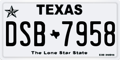 TX license plate DSB7958