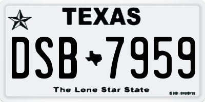 TX license plate DSB7959