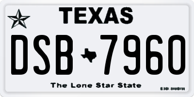 TX license plate DSB7960