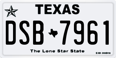 TX license plate DSB7961