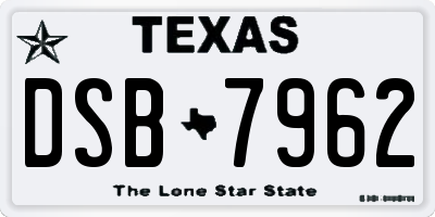 TX license plate DSB7962