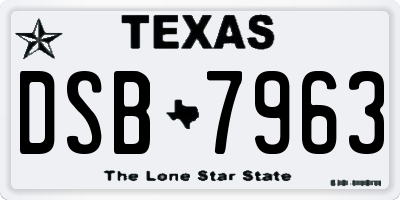 TX license plate DSB7963