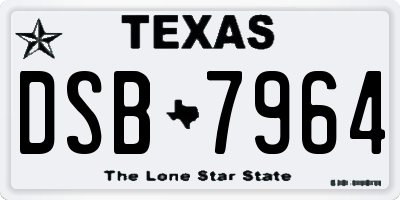 TX license plate DSB7964