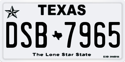 TX license plate DSB7965