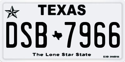 TX license plate DSB7966