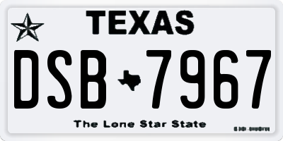 TX license plate DSB7967