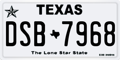 TX license plate DSB7968
