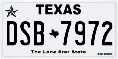 TX license plate DSB7972
