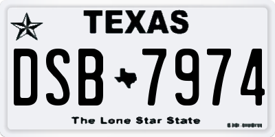 TX license plate DSB7974