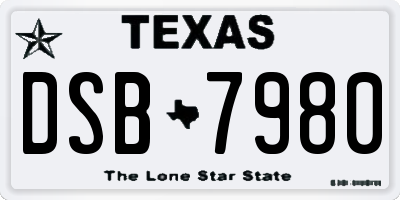 TX license plate DSB7980