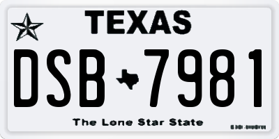 TX license plate DSB7981