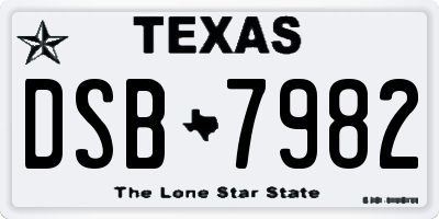 TX license plate DSB7982