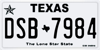 TX license plate DSB7984