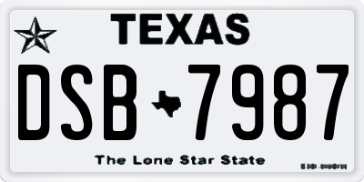 TX license plate DSB7987