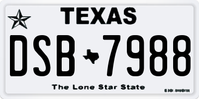 TX license plate DSB7988