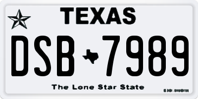 TX license plate DSB7989