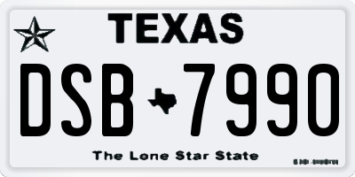 TX license plate DSB7990