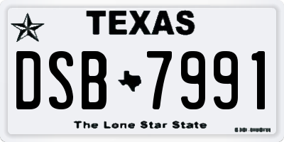 TX license plate DSB7991