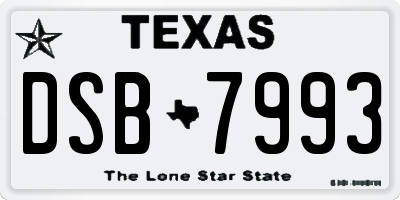 TX license plate DSB7993
